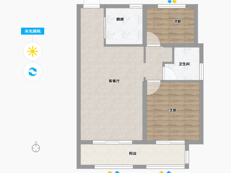 河北省-唐山市-蓝湾小镇-68.00-户型库-采光通风