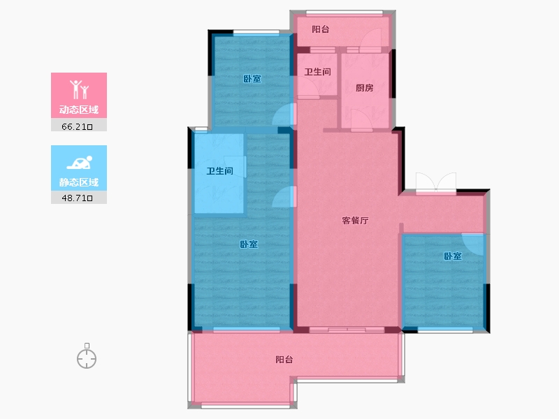 安徽省-六安市-兴茂悠然南山-102.57-户型库-动静分区