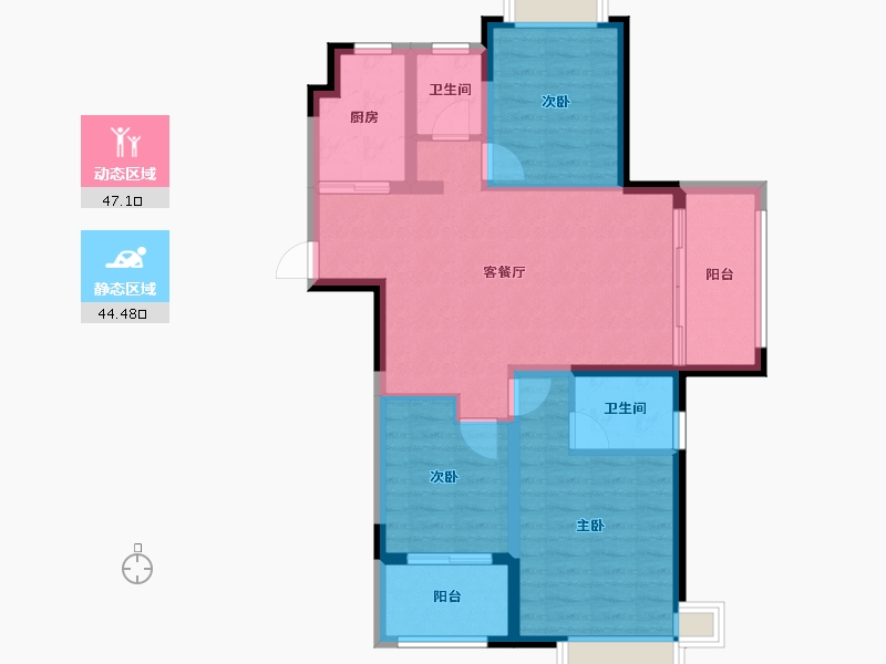 江苏省-南京市-荣盛鹭岛荣府-81.71-户型库-动静分区