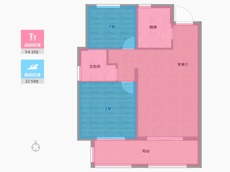 河北省-唐山市-蓝湾小镇-69.19-户型库-动静分区