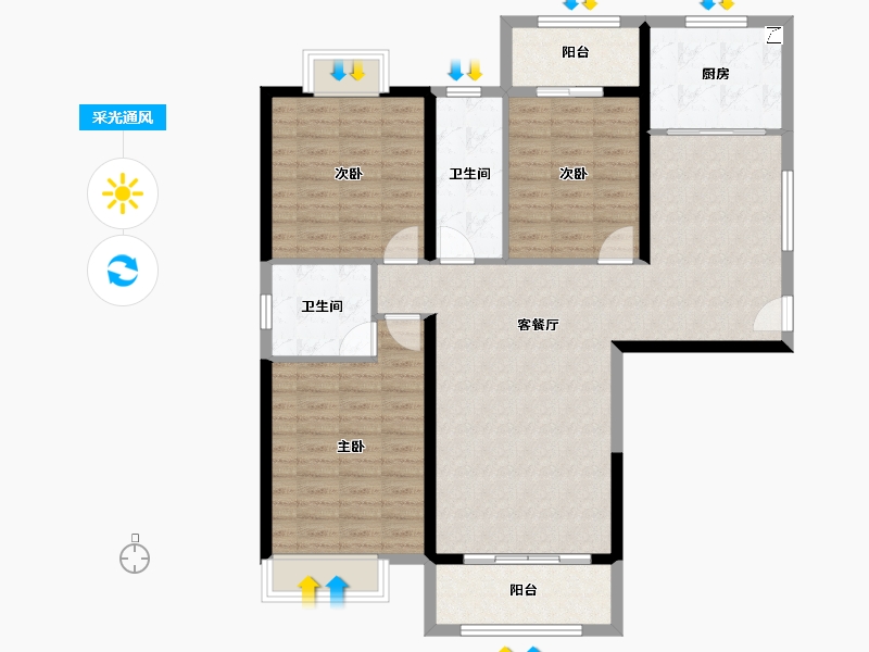 湖北省-黄石市-扬子·馥园-110.80-户型库-采光通风