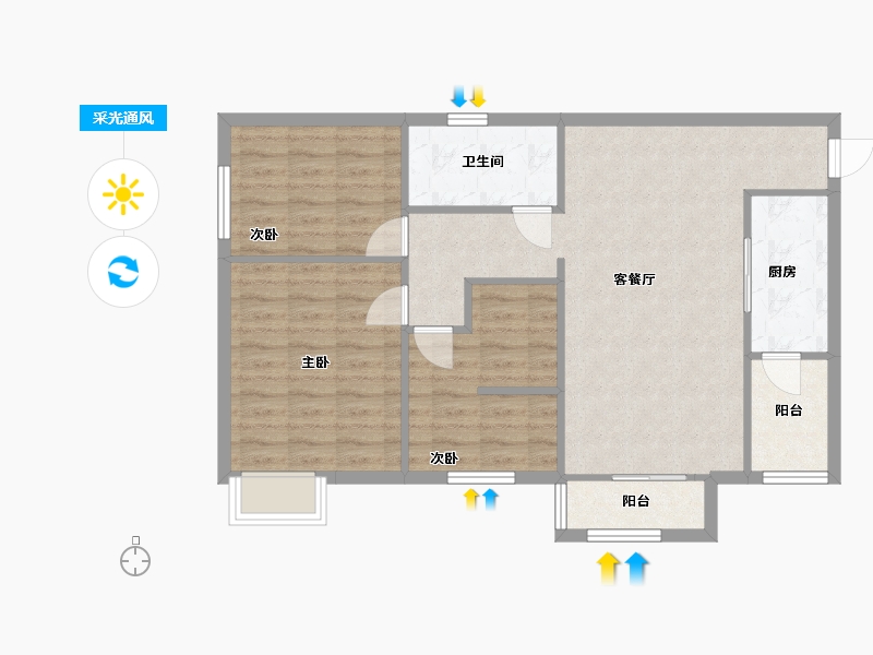 四川省-绵阳市-华润紫云府-78.00-户型库-采光通风