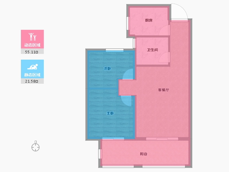 河北省-唐山市-蓝湾小镇-69.19-户型库-动静分区