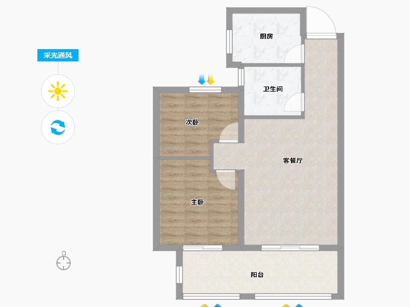 河北省-唐山市-蓝湾小镇-69.19-户型库-采光通风