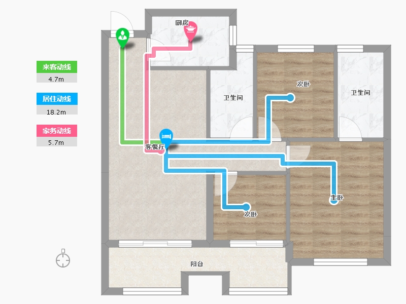 福建省-宁德市-庭盛·阳光壹号院-72.90-户型库-动静线