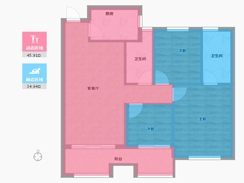 福建省-宁德市-庭盛·阳光壹号院-72.90-户型库-动静分区