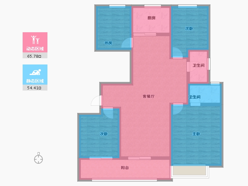 江苏省-南京市-景业龙光·玖云府-107.08-户型库-动静分区