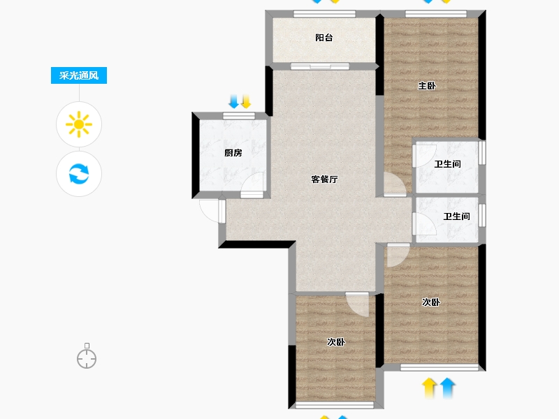 广西壮族自治区-梧州市-万象维也纳-88.41-户型库-采光通风