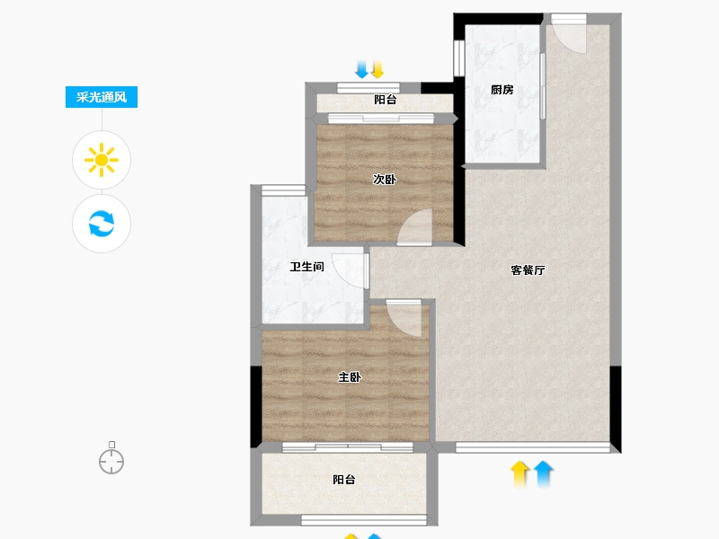 浙江省-宁波市-珑山樾花苑-66.07-户型库-采光通风