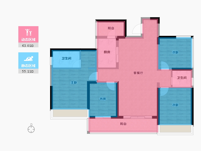 四川省-成都市-龙湖九里晴川-105.06-户型库-动静分区