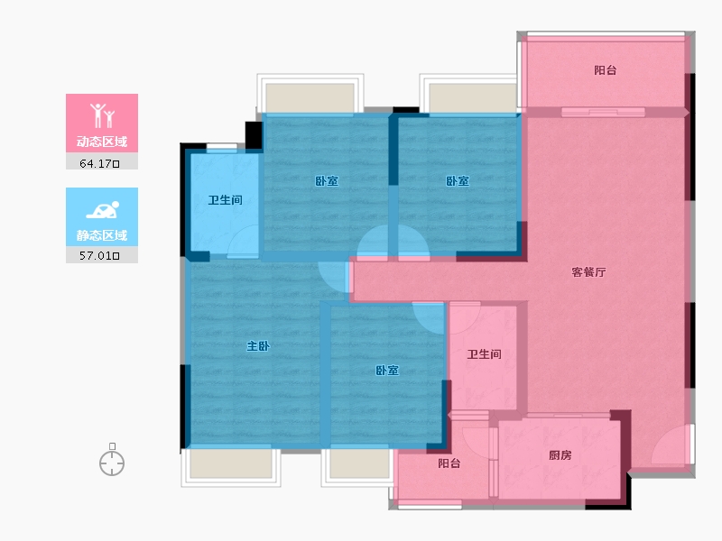 四川省-泸州市-久力丹城领秀-107.93-户型库-动静分区