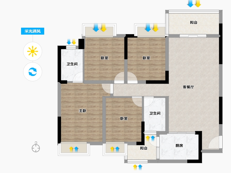 四川省-泸州市-久力丹城领秀-107.93-户型库-采光通风