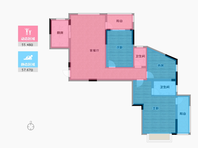 湖南省-湘潭市-东之阳·芙蓉国际-100.31-户型库-动静分区