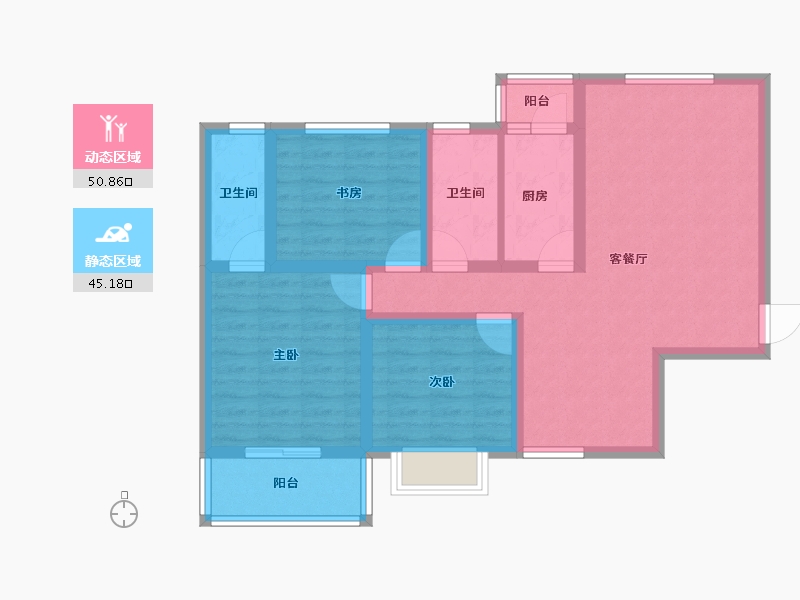 河南省-洛阳市-路通花园-84.55-户型库-动静分区