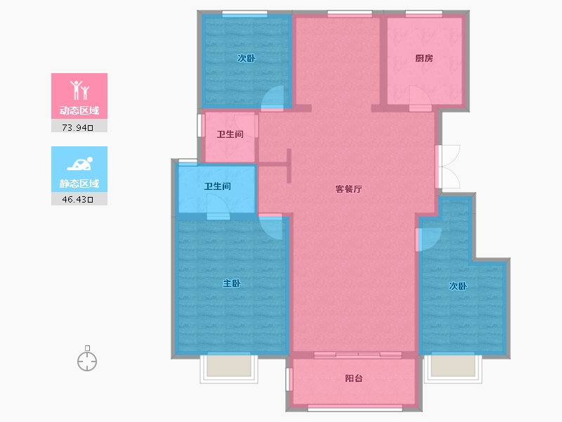 山西省-晋中市-金科·博翠天宸-108.34-户型库-动静分区