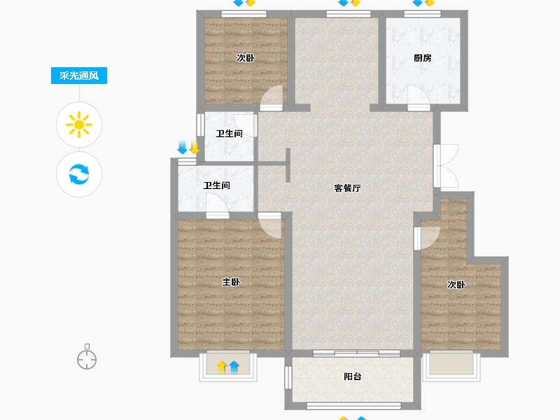 山西省-晋中市-金科·博翠天宸-108.34-户型库-采光通风