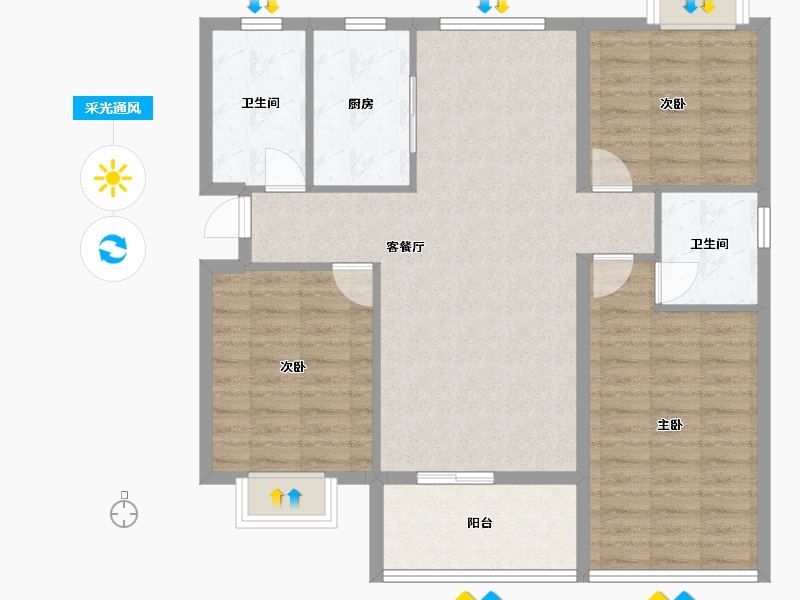 湖北省-孝感市-中仁御景-98.06-户型库-采光通风