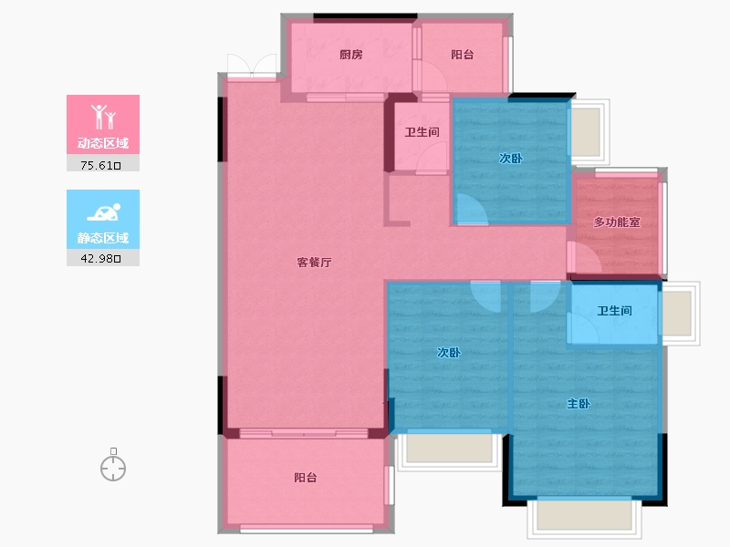 湖南省-郴州市-鑫盛仁城花苑-107.53-户型库-动静分区