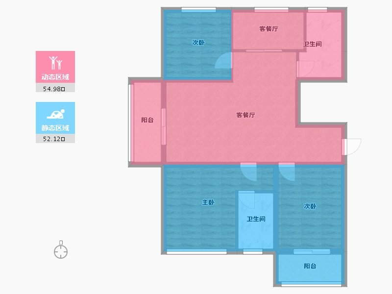 江苏省-扬州市-邗建和瑞苑-95.87-户型库-动静分区