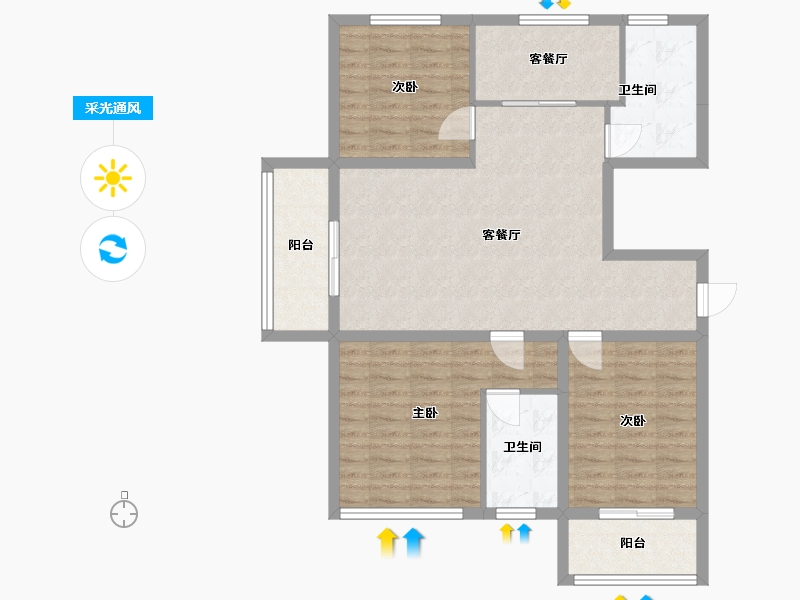 江苏省-扬州市-邗建和瑞苑-95.87-户型库-采光通风