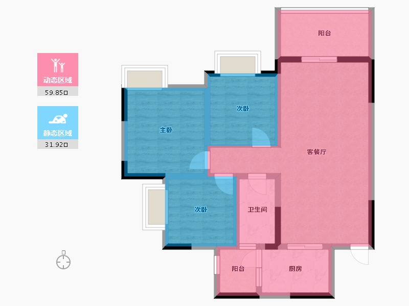 四川省-广安市-鑫鸿公馆-81.29-户型库-动静分区