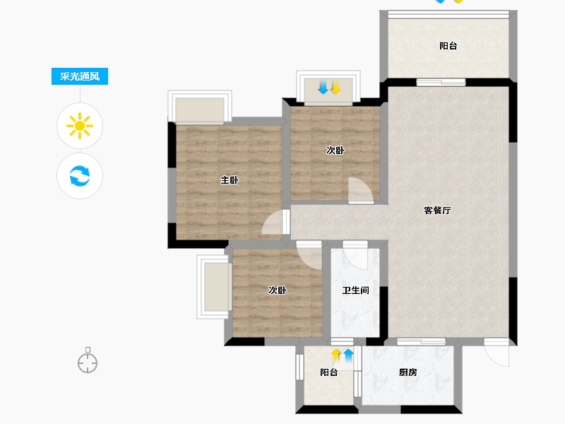 四川省-广安市-鑫鸿公馆-81.29-户型库-采光通风