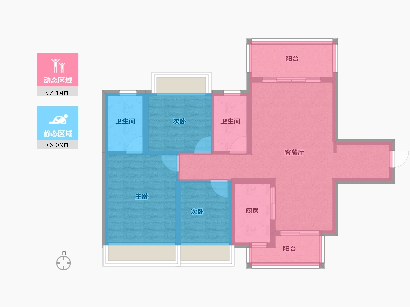 四川省-泸州市-敏捷江城源著-82.68-户型库-动静分区