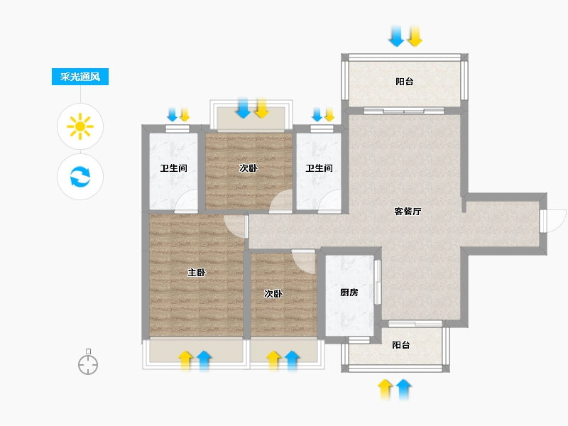 四川省-泸州市-敏捷江城源著-82.68-户型库-采光通风