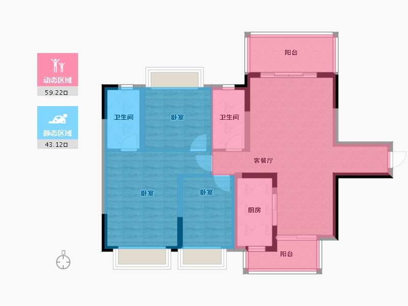 四川省-泸州市-敏捷江城源著-91.01-户型库-动静分区