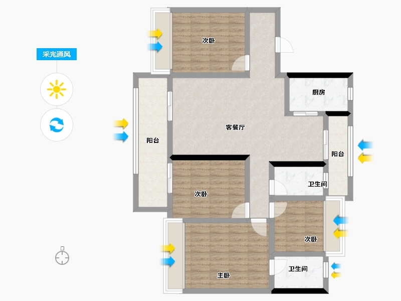 福建省-宁德市-福鼎碧桂园-104.43-户型库-采光通风