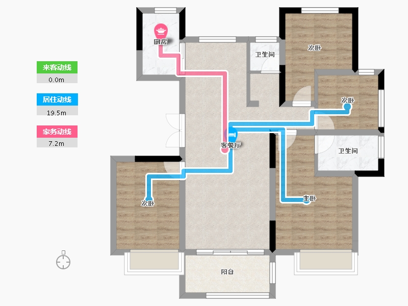 江苏省-宿迁市-富园新城·桂苑-88.87-户型库-动静线