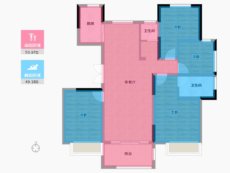 江苏省-宿迁市-富园新城·桂苑-88.87-户型库-动静分区