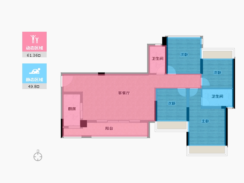 四川省-成都市-龙湖九里晴川-98.84-户型库-动静分区