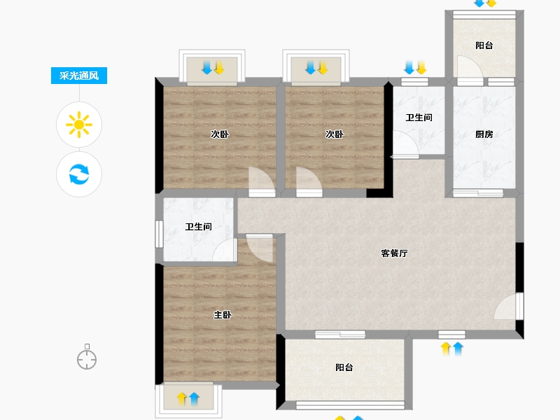 四川省-广安市-鑫鸿公馆-86.79-户型库-采光通风