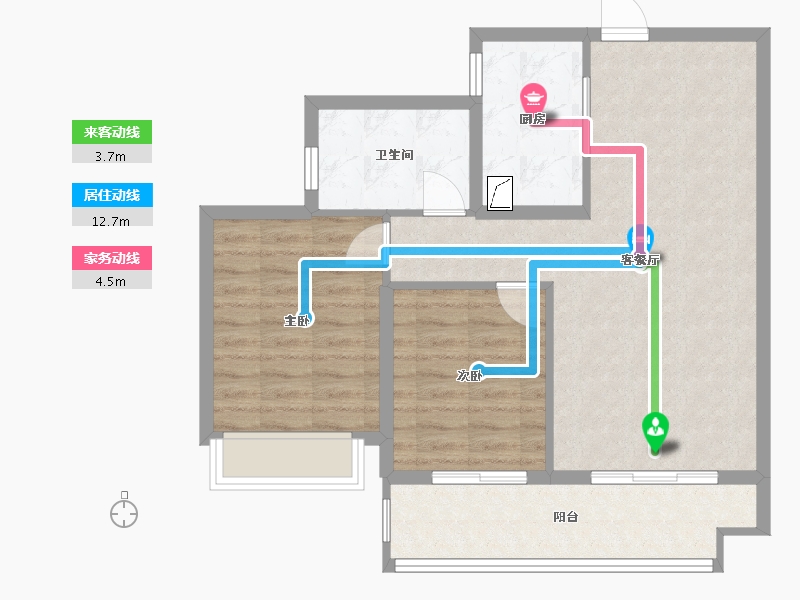 福建省-龙岩市-融创观樾台-76.00-户型库-动静线