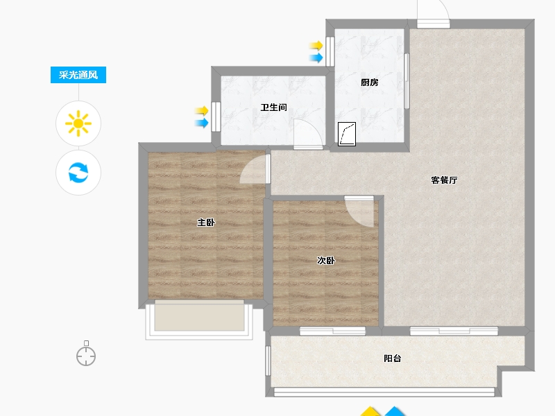 福建省-龙岩市-融创观樾台-76.00-户型库-采光通风