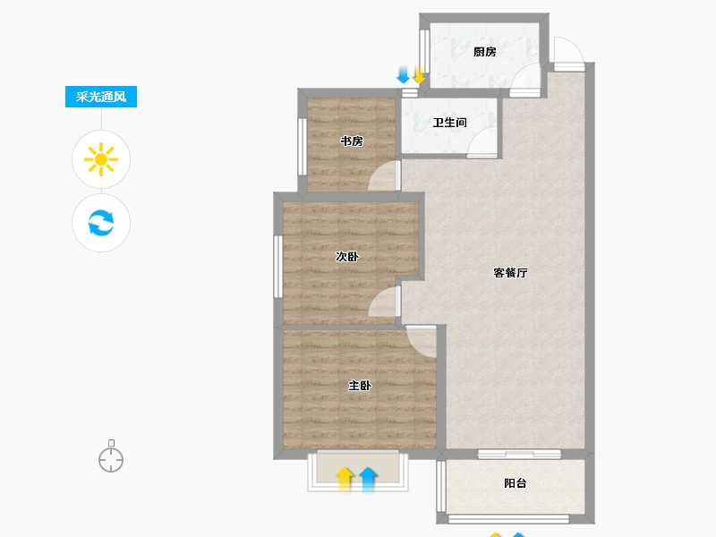 河南省-洛阳市-路通花园-77.77-户型库-采光通风