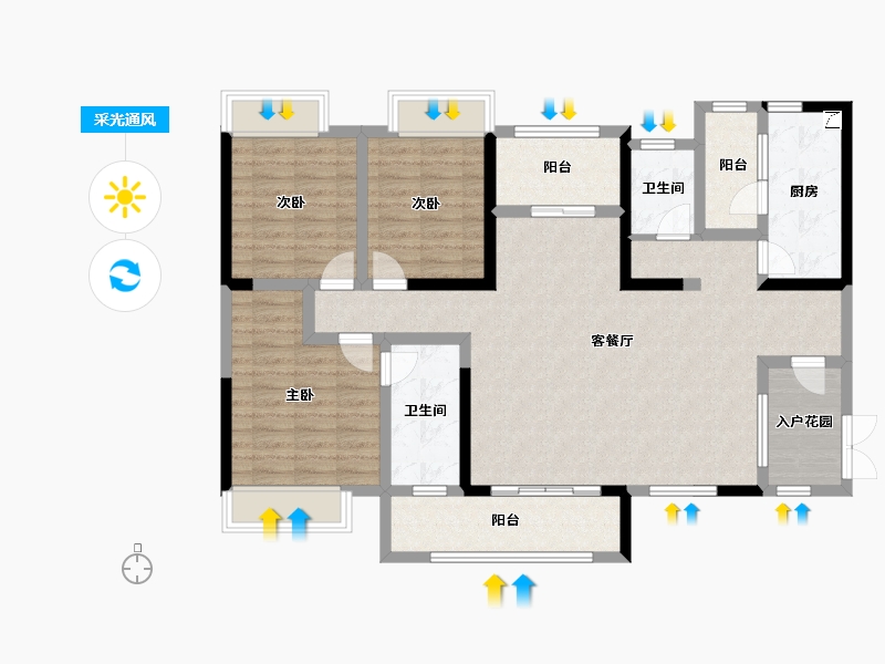 四川省-成都市-棠湖泊林城南郡​-113.60-户型库-采光通风