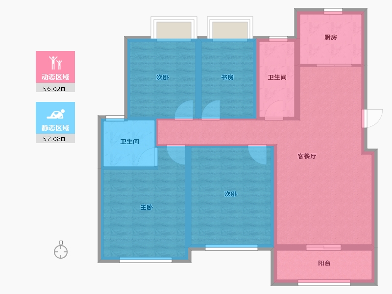 江苏省-扬州市-邗建和瑞苑-100.99-户型库-动静分区