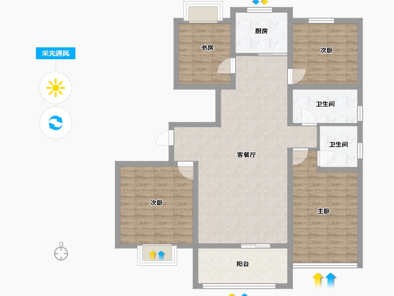 江苏省-扬州市-邗建和瑞苑-111.00-户型库-采光通风