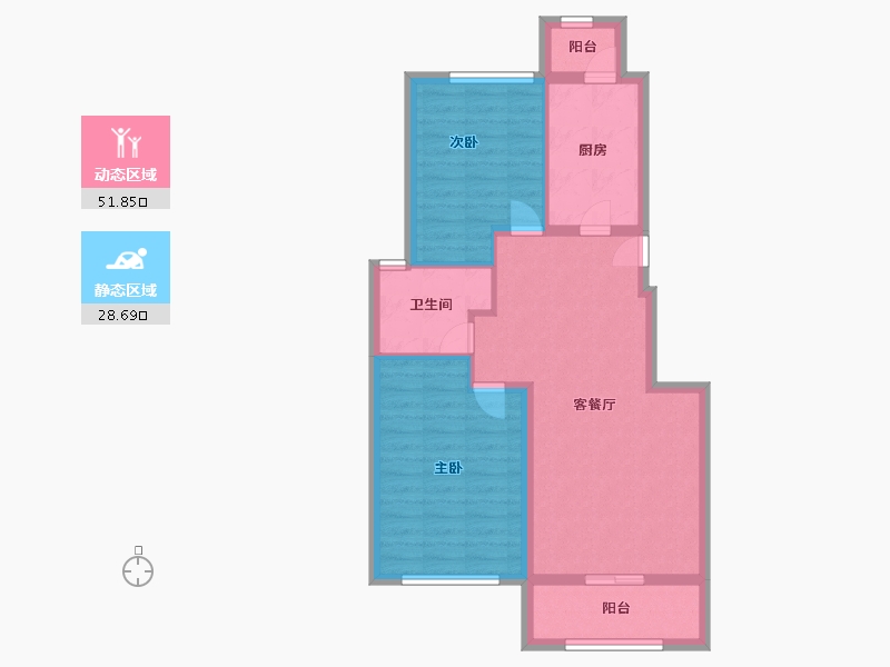 江苏省-扬州市-邗建和瑞苑-72.00-户型库-动静分区