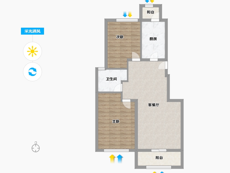 江苏省-扬州市-邗建和瑞苑-72.00-户型库-采光通风