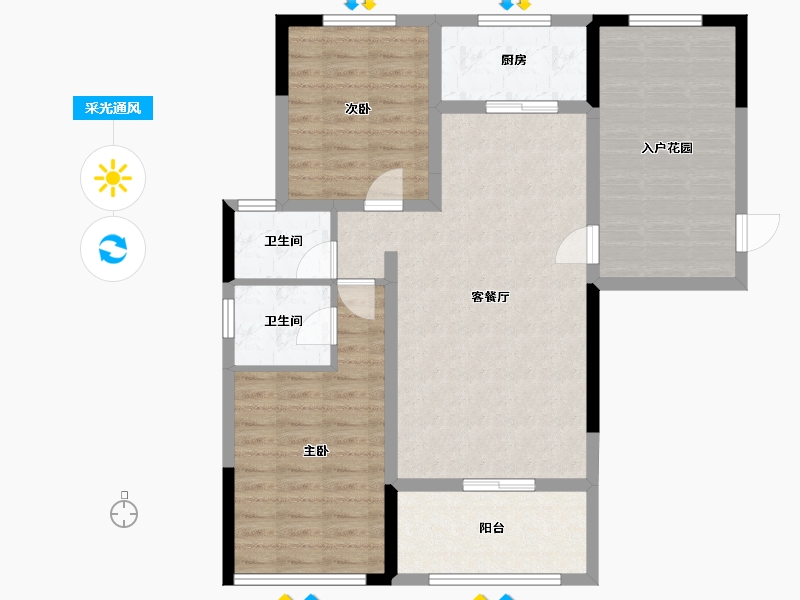 辽宁省-鞍山市-鸿升壹号公馆-90.57-户型库-采光通风