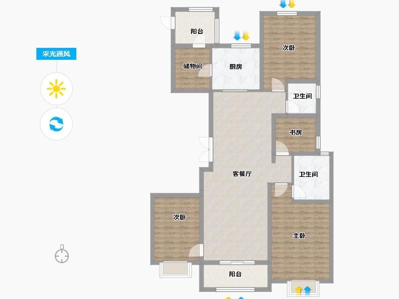 山西省-太原市-怡佳·天一城-134.40-户型库-采光通风