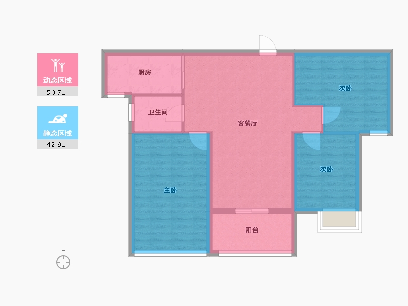 湖北省-孝感市-中仁御景-84.66-户型库-动静分区