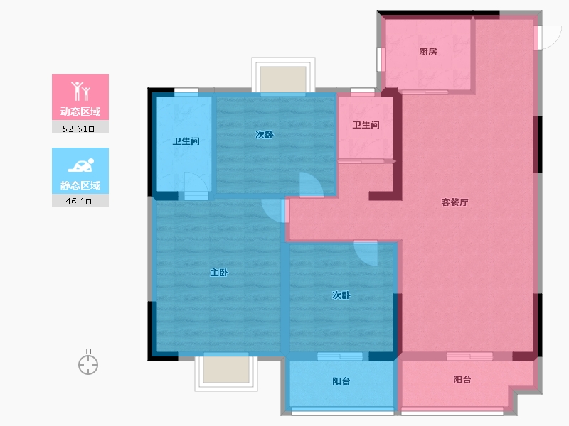 江苏省-扬州市-宝应碧桂园天悦公馆-87.99-户型库-动静分区