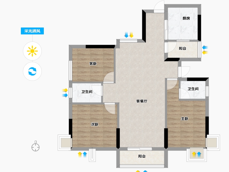 湖北省-咸宁市-璟湖世纪城-82.22-户型库-采光通风