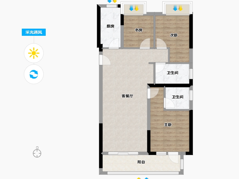 湖北省-荆州市-金辉楚樾云著-80.10-户型库-采光通风