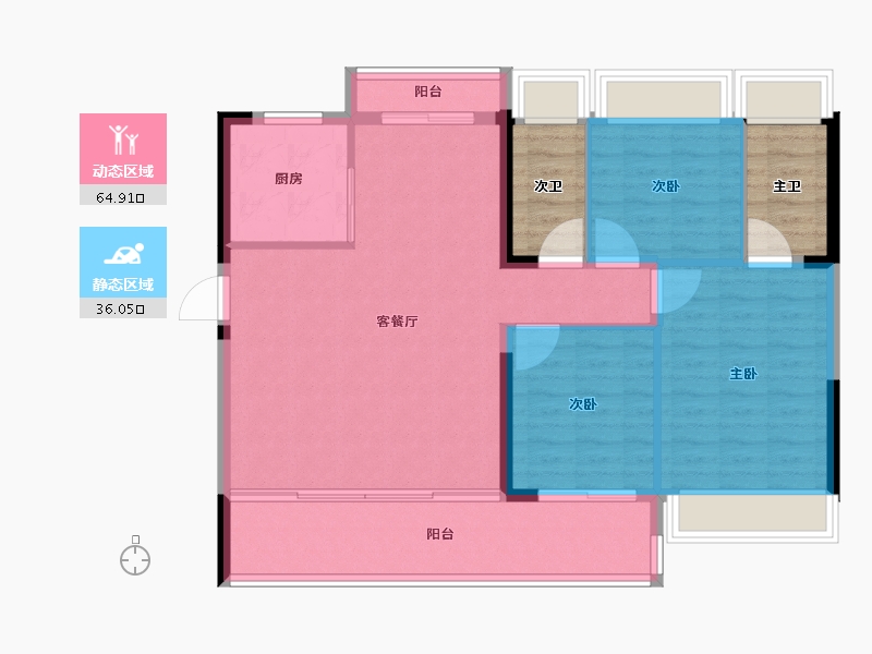 湖南省-郴州市-汝城碧桂园-101.44-户型库-动静分区