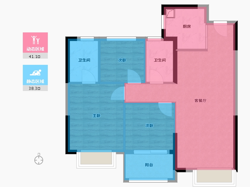 福建省-龙岩市-德兴印象铂郡-71.20-户型库-动静分区